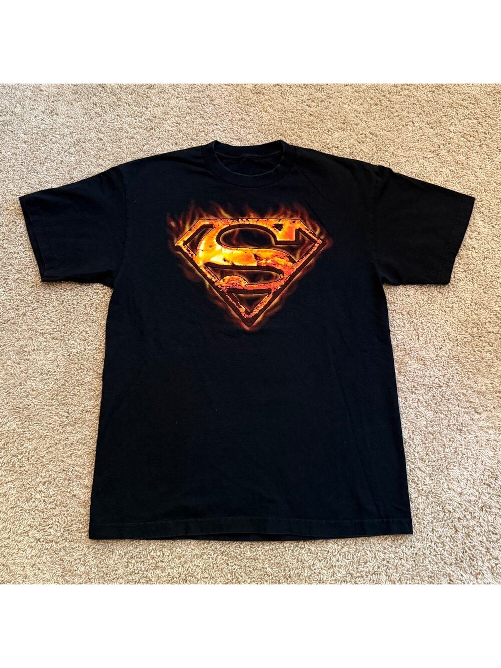 Y2K Superman Flame Graphic Tee Men's size Medium
